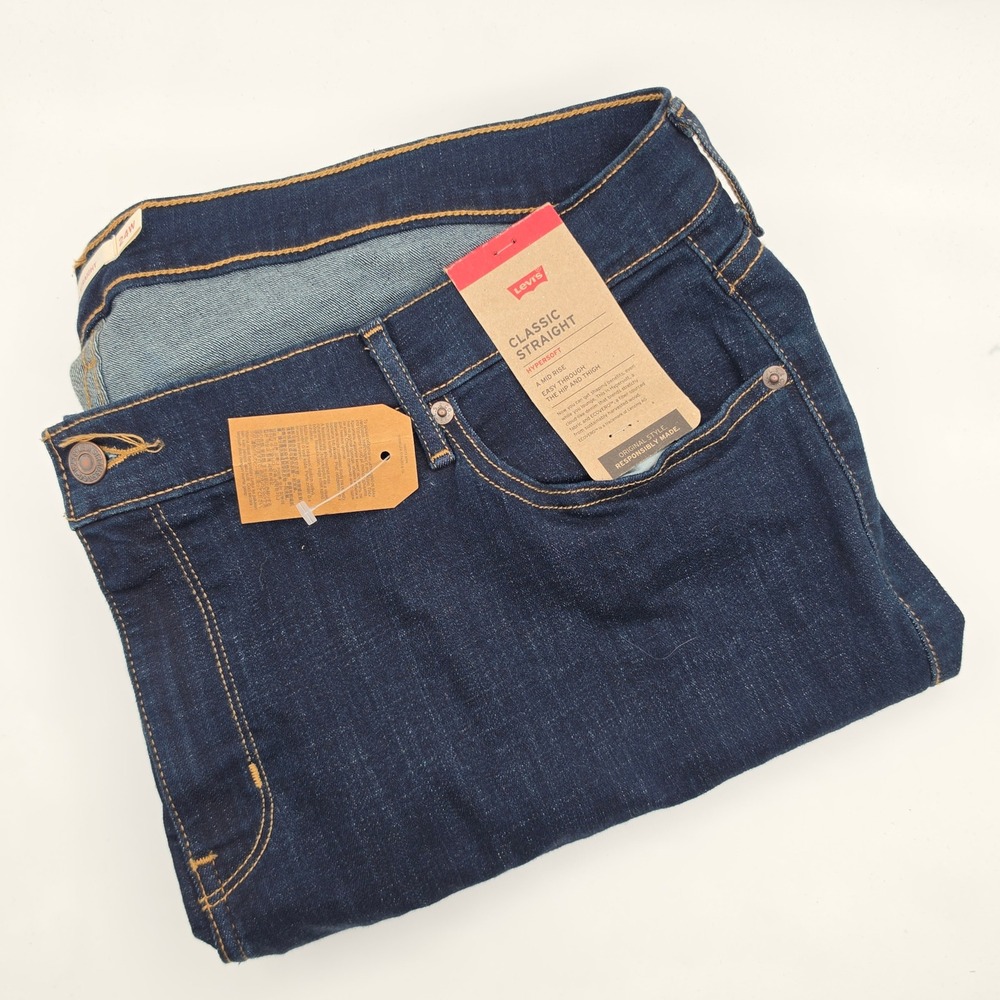 Levi's Jeans Women 24W Dark Indigo NEW Mid Rise Hypersoft Stretch Straight